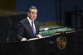 Wang Yi, le ministre chinois des Affaires étrangères, s’adresse à l’Assemblée générale de l’ONU